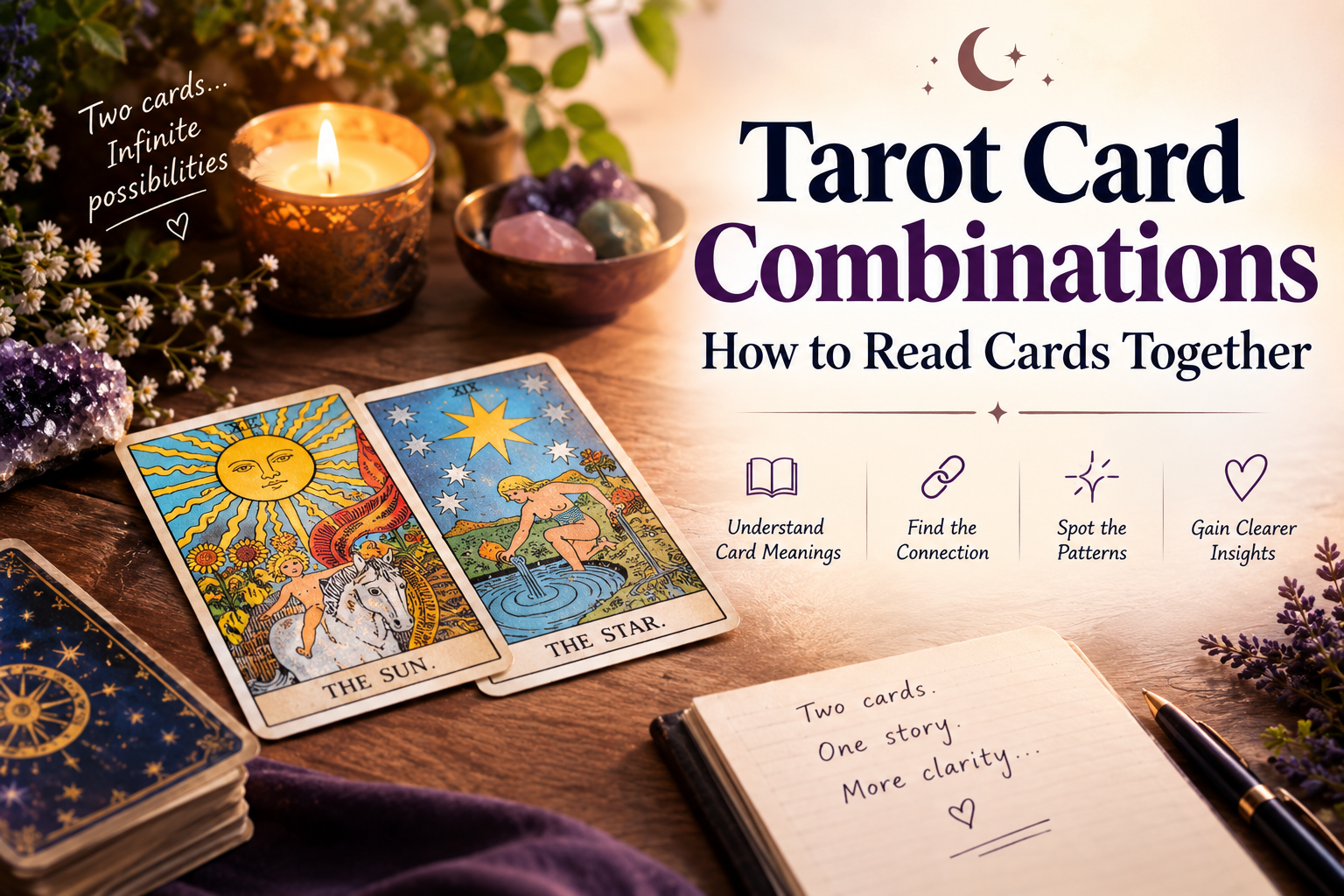 Two Tarot cards being read together in a Tarot spread