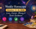 Weekly horoscope October 12–18, 2026 with zodiac wheel, stars, and Tarot-inspired celestial symbols